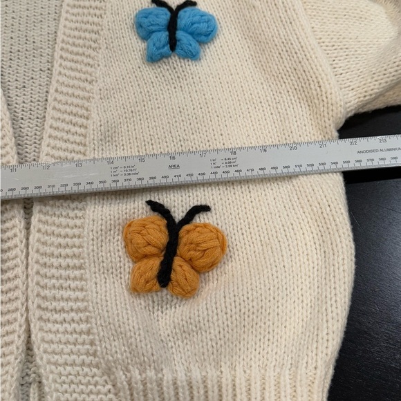 Luna Ivy Butterflies Open Cropped Cardigan Cream Pastel Womens size Small - Picture 11 of 12